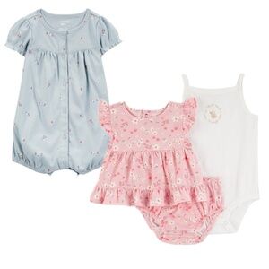 Carters Baby Girl Romper & 3 Piece Set Size 9 mo